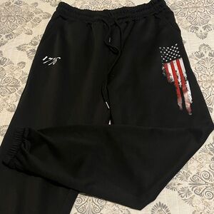 Manfinity Black Joggers with Flag Graphic